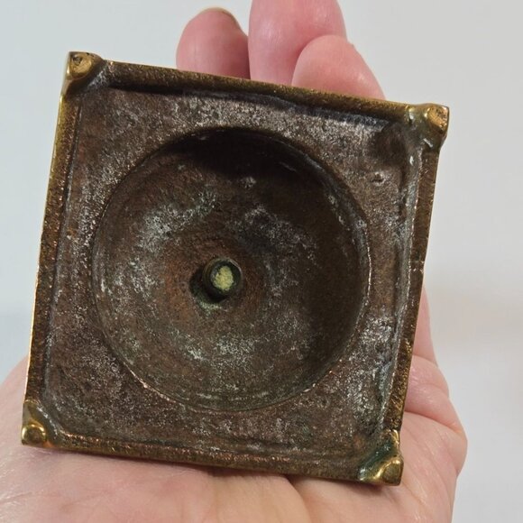 Vtg Solid Brass Candlestick Holder 7" Colonial Style MCM Pillar Taper Candles - Picture 4 of 11